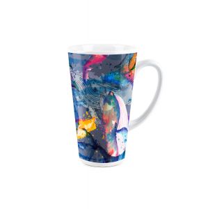 tall ceramic latte mug printed with watercolour style whales