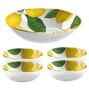 Lemon Fresh Melamine Large Pasta Serve Bowl & Low Bowls