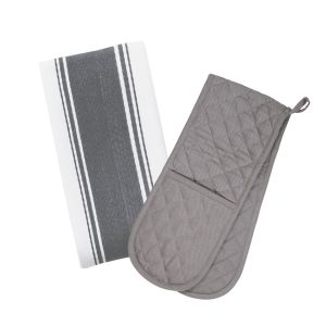 Dexam Love Colour Tea Towel & Double Oven Glove Set - Slate Grey