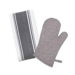 Dexam Love Colour Tea Towel & Gauntlet Set - Slate Grey