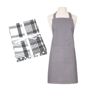 Dexam Love Colour Apron & 3 x XL Tea Towels Set - Slate Grey