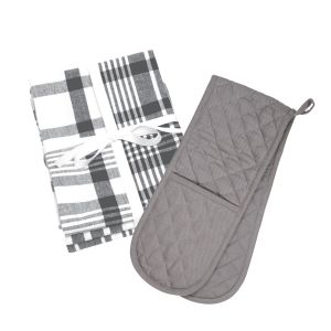 Dexam Love Colour 3 x XL Tea Towels & Double Oven Glove - Slate Grey