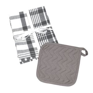 Dexam Love Colour Pot Grab & 3 x XL Tea Towels Set - Slate Grey