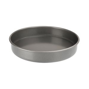 a large shallow loose base sandwich baking pan with non stick coating