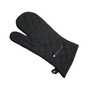 masterclass black single oven glove gauntlet with thick padding and hanging loop