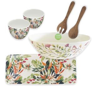 floral design melamine serving set for outdoor dining