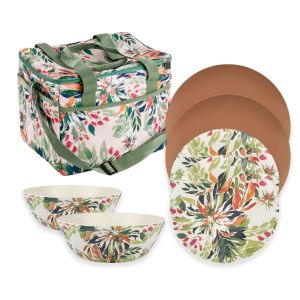 Mediterranean Garden Dinnerware Set with Cool Bag - Clay