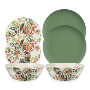 Mediterranean Garden Melamine Dinnerware Set - Turf Green