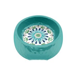 Carmel Medallion Melamine Large Pet Bowl - Turquoise