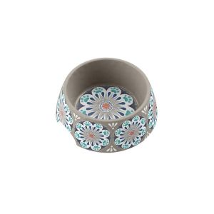 Carmel Medallion Melamine - Medium Pet Bowl - Grey