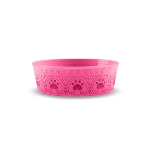 Pink Paw Print Melamine Small Pet Bowl