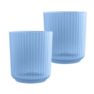 set of two blue plastic drinking tumblers for outdoor dining