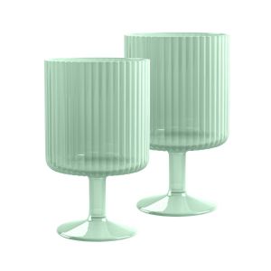set of two green plastic drinking goblets for picnics