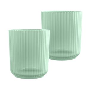 set of green plastic drinking tumblers for outdoor dining