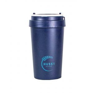 Reusable rice husk dark blue travel mug