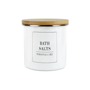 minimalist design white enamel bath salts storage canister