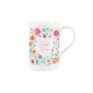 Purely Home Bone China Flower Border Mug - Great Gran