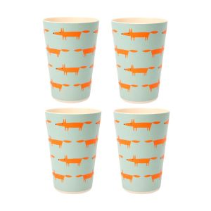 Scion Mr Fox Blue Bamboo Tumblers - Pack of 4