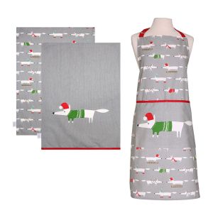 Scion Mr Fox Christmas Grey Apron & Tea Towels Set