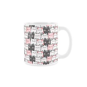 Purely Home Ceramic Pink & White Cats Mug