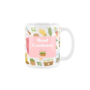 Purely Home Head Gardener White Mug - Tulips Pink