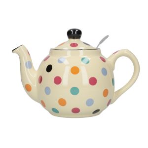 Spotty teapot for 6 cups, including a mesh filter for loose-leaf tea