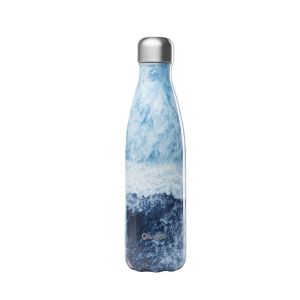 Water bottle made from stainless steel and wrapped in an ocean wave print