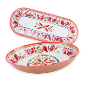 Mediterranean Melamine Oval Bowl & Oval Tray Set