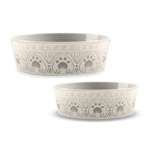 Natural Paw Print Melamine Pet Medium Bowl & Small Bowl Set