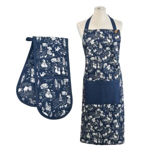 Peter Rabbit Classic Cotton Apron & Double Oven Glove Set - Dark Blue