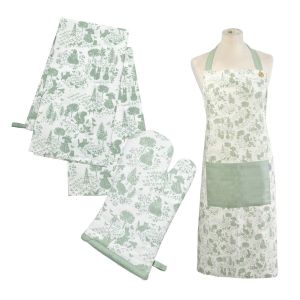 Peter Rabbit Classic Cotton Apron, Tea Towels & Oven Gauntlet Set - Green