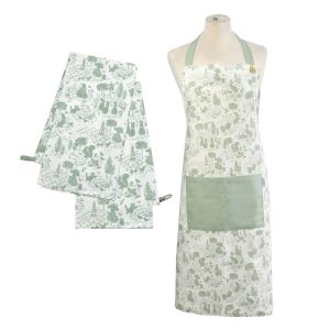 Peter Rabbit Classic Cotton Apron & Tea Towels Set - Green