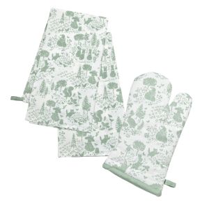 Peter Rabbit Classic Oven Gauntlet & Tea Towels Set - Green