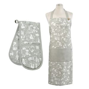 Peter Rabbit Classic Cotton Apron & Double Oven Glove Set - Grey