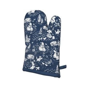Dark blue single oven glove with rabbit pattern 