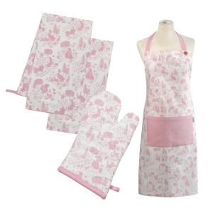 Peter Rabbit Classic Cotton Apron, Tea Towels & Oven Gauntlet Set - Pink