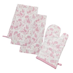 Peter Rabbit Classic Oven Gauntlet & Tea Towels Set - Pink