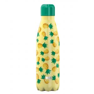 Stainless steel water bottle with pop art and pineapples