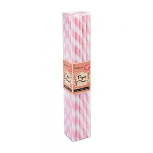 Rose Pink Stripe Paper Straws (25 Straws)