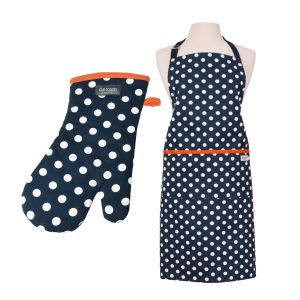 Dexam Polka Apron & Oven Gauntlet Set - Indigo