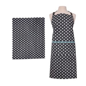 Dexam Polka Apron & Tea Towel Set - Slate Grey