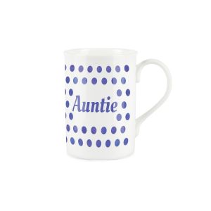 Purely Home Bone China Polka Dots Indigo Relative Name Mug