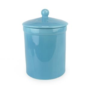 teal blue ceramic compost caddy for food waste and kitchen composting