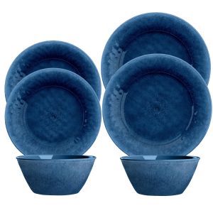 Potters Reactive Glaze Indigo Melamine Dinnerware Set