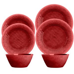 Potters Reactive Glaze Red Melamine Dinnerware Set