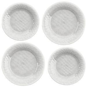 Potters Reactive Glaze White Melamine Dinner & Side Plate Set