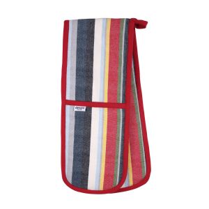 Dexam Stripe Recycled Cotton Double Oven Glove - Red