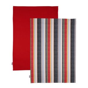Dexam Stripe Recycled Cotton Tea Towel Set - Red