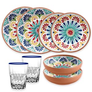 Rio Medallion Melamine Dinnerware Set with Tumblers
