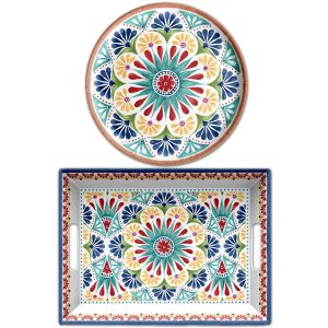 Rio Medallion Melamine Tray & Platter Serving Set